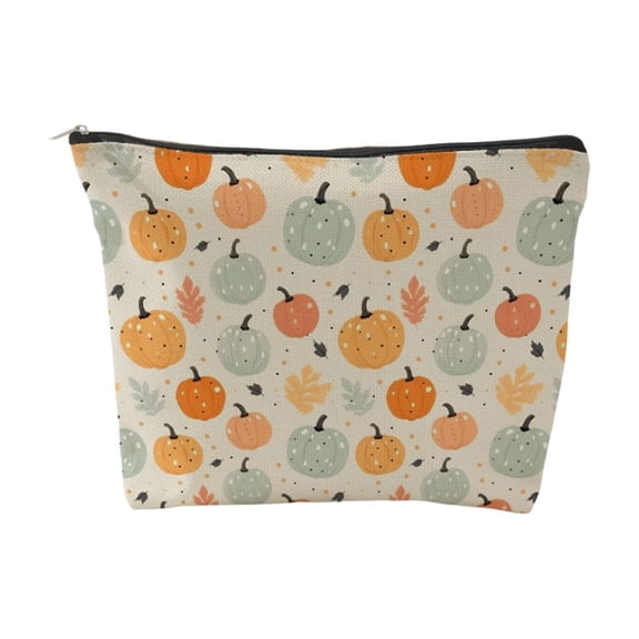 OCCOA Fall Zipper Makeup Bag with Pumpkin Maple Print Large Capacity Portable Toiletry Pouch for Travel Office Daily Storage, B