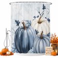 thumbnail image 2 of Navy Blue Pumpkin Fall Shower Curtains for Bathroom, Thanksgiving Botanical Pastoral Waterproof Fabric Shower Curtain, Decorative Bathroom Curtain for Bathtub, 36"x72", No Hooks Included, 2 of 9