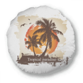 thumbnail image 1 of Beach Coconut Tree Pattern Illustration Round Throw Pillow Home Decoration Cushion, 1 of 3