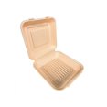 thumbnail image 1 of 9''x9''x3'' Sugarcane Fibre Natural Kraft Clamshell (100% Compostable & Recyclable) 200 units/Pack, 1 of 4