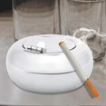 thumbnail image 3 of Cenicero, cenicero con tapa para cigarrillos, cenicero de acero inoxidable con tapa tipo tambor resistente al viento, soporte para humo para el hogar, la oficina, la mesa, el patio exterior, 3 of 5