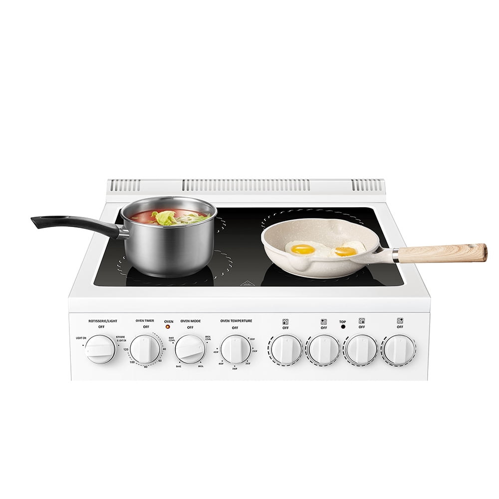 Lanbo 24 in 2.9 CU ft Freestanding Electric Range with Rotisserie and True Convection Oven and Timer