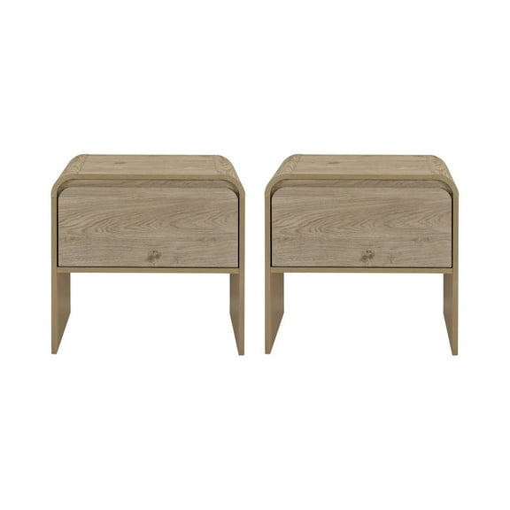 New Classic Furniture Mara 2-Piece Wood End Table/Bedside Table in Natural