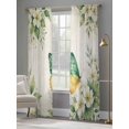 thumbnail image 3 of Spring Floral Sheer Curtains 108 Inch Length 2 Panels Set, Watercolor Botanical Flowers Butterfly Beige Voile Window Treatment Semi Sheer Long Curtains for Bedroom/Living Room/Kitchen 52"x108"x2, 3 of 7