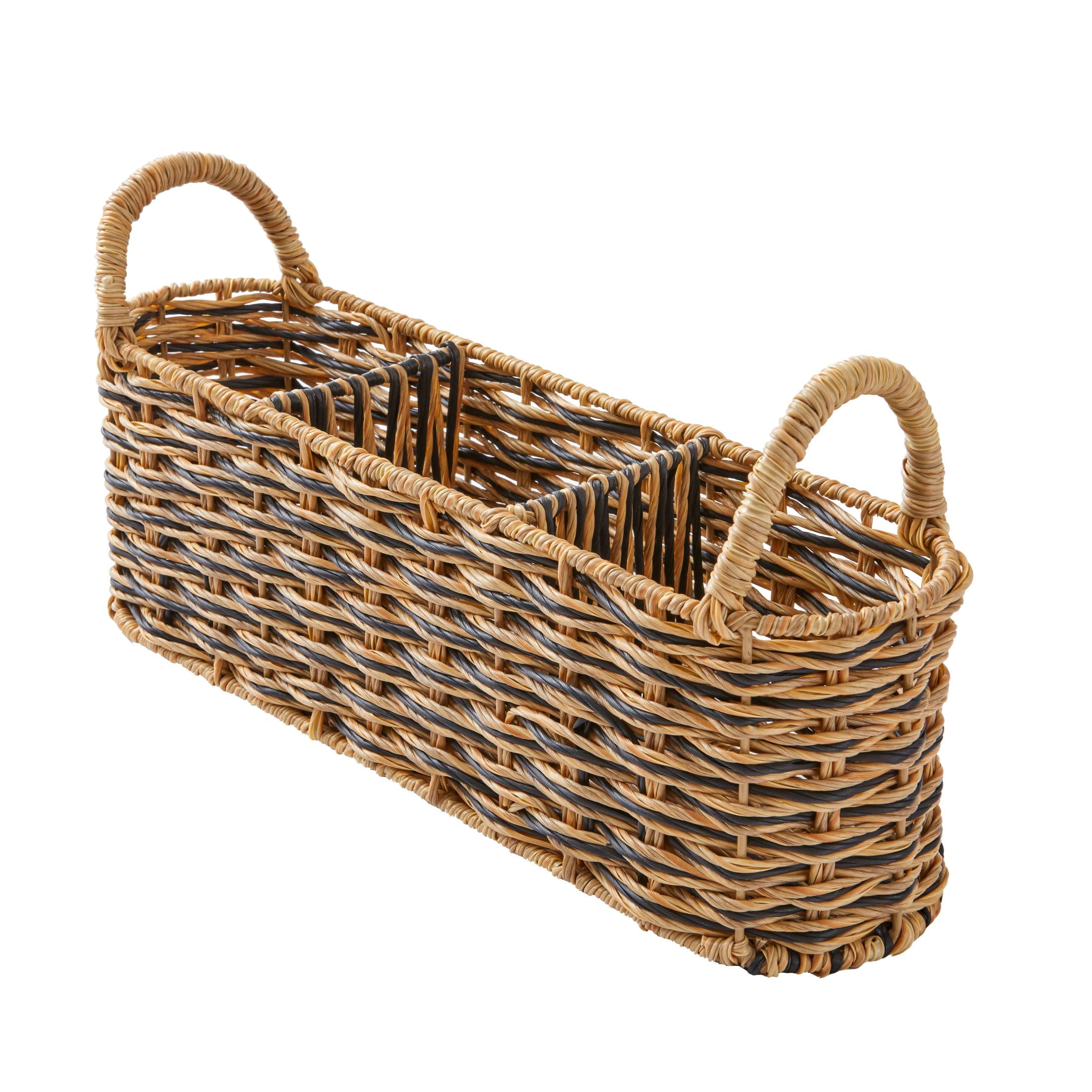 (2 pack) Better Homes & Gardens Beige & Black Resin Rattan Oval Caddy