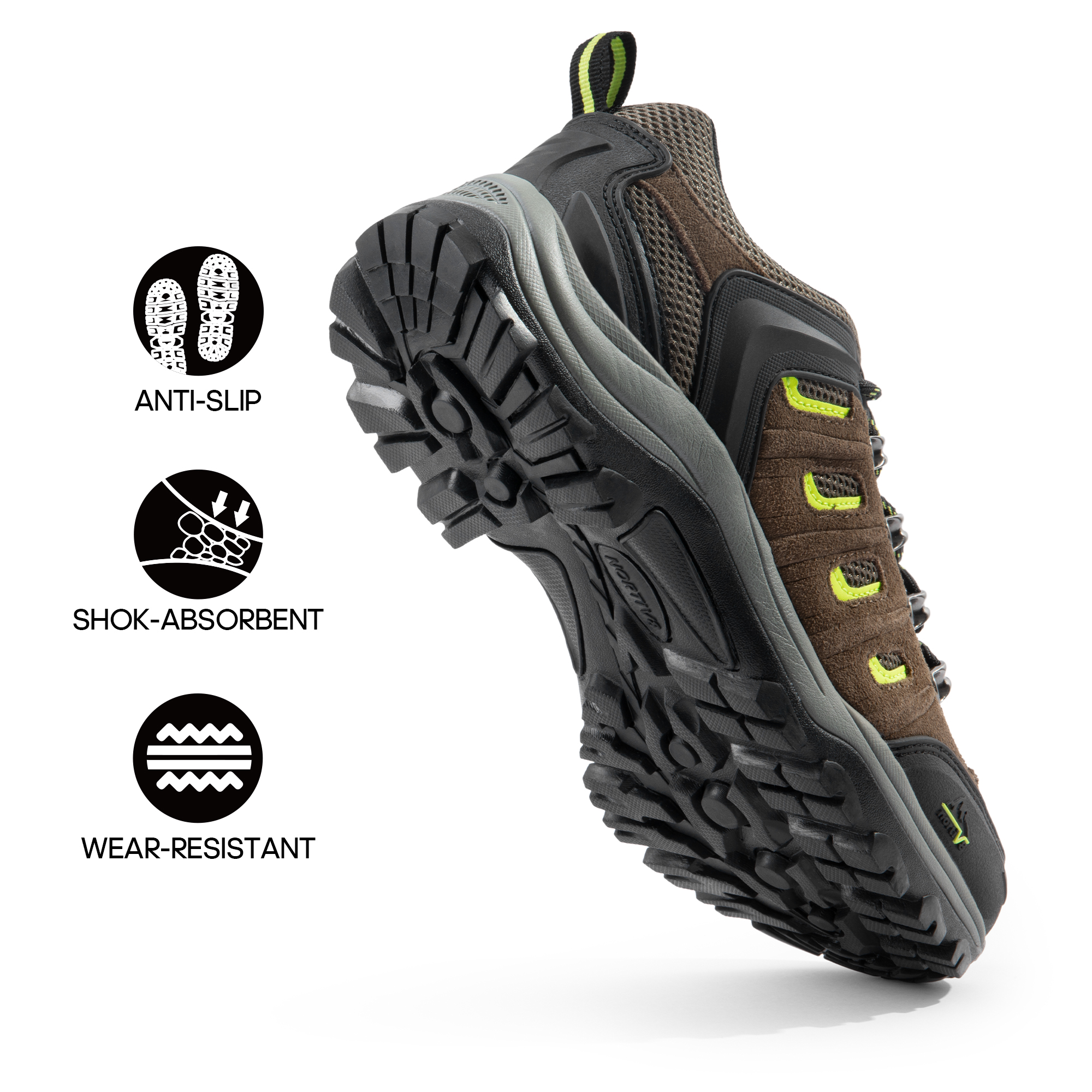 NORTIV 8 Men's Waterproof Leather Low-Top Hiking Shoes for Outdoor Trekking, Camping, and Walking