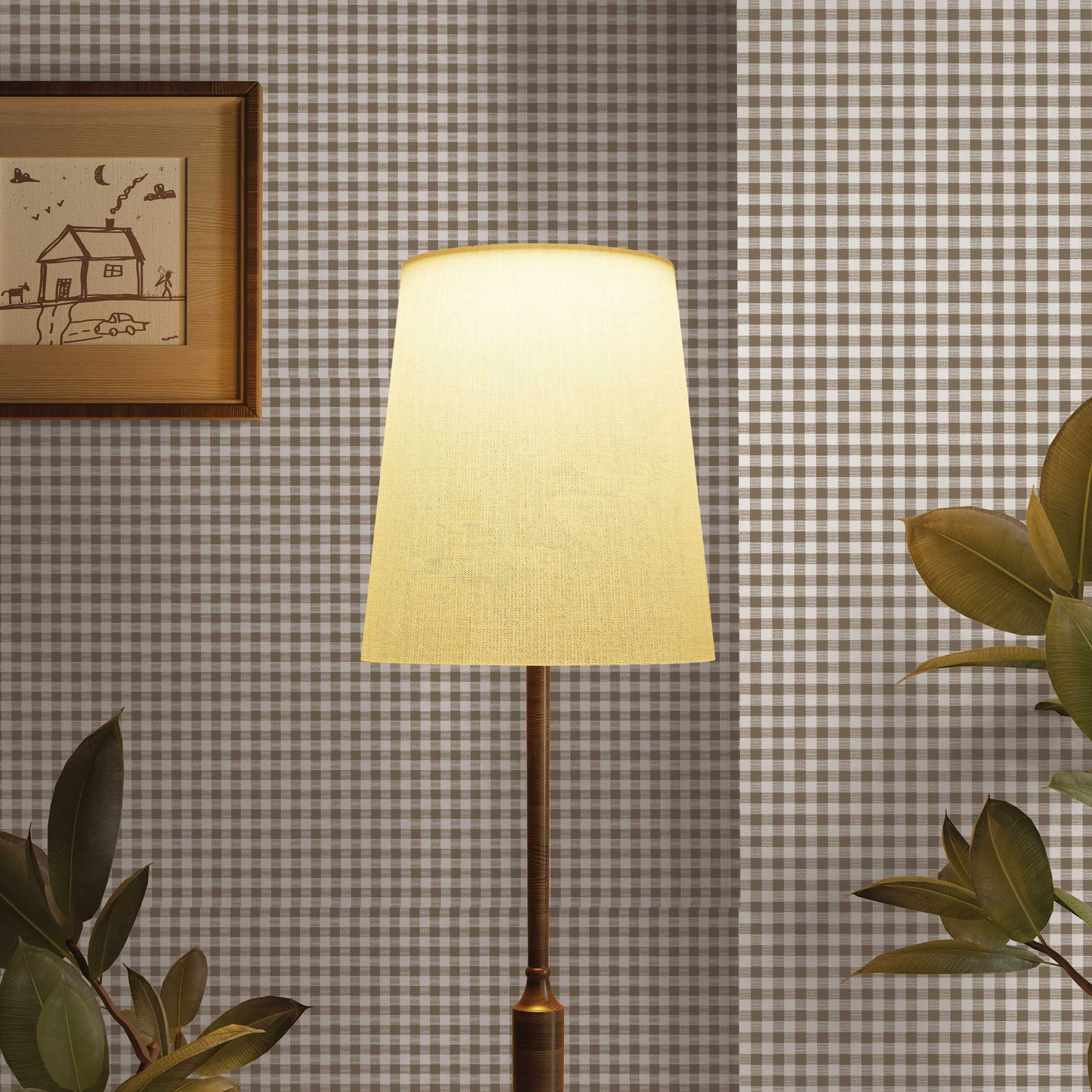 Tempaper Gingham Check Cocoa Removable Peel and Stick Wallpaper, 20.5" x 16.5'
