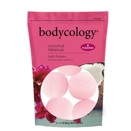 Bodycology Bath Fizzies with Vitamin E, Coconut Hibiscus, 8 Ct, 2.1 Oz