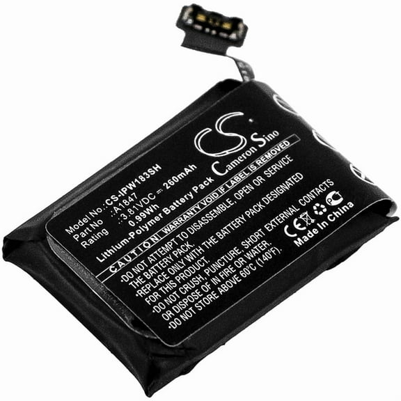 Replacement Battery for Apple A1860,Watch Series 3 38mm,Watch Series 3 GPS 38mm,PN:A1847,260mAh