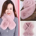 thumbnail image 4 of Trayknick Cross Scarf Faux Rabbit Fur Thickened Soft Cozy Plush Cold Resistant Solid Color Autumn Winter Women Neck Warmer Collar Scarf for Daily Life, 4 of 13