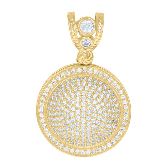 10k Yellow Gold Mens Cubic-Zirconia Cluster Round Fashion Medallion Charm Pendant
