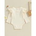 thumbnail image 5 of FEORJGP Toddlers Girls Autumn Outfits Newborn Baby Crew Neck Rompers Long Sleeve Jumpsuit Solid Color Ruffle Ribbed Romper Infant Loose Casual Bodysuit, 5 of 9