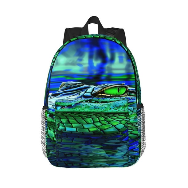 Easygdp Colorful Stained Glass Crocodile Mochila Ligera de 15 Pulgadas para Estudiantes, Mochila Cómoda para la Escuela y Viajes, Correas Ajustables