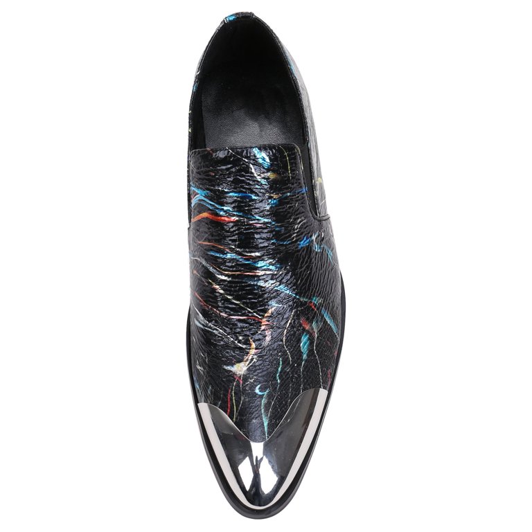 Santimon Men Genuine Leather Dress Shoes Printed Patent  display picture 2
