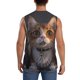 thumbnail image 4 of Fotbe Wide Eyed Cartoon Cats Men's Camiseta sin Mangas Estampada para Hombres, Playera Casual para Gimnasio, Entrenamiento, Playa-XX-Large, 4 of 7