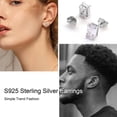 thumbnail image 5 of Turandoss S925 Sterling Silver Stud Earrings for Women 2Ct Cubic Zirconia Emerald Cut Simulated Diamond Hypoallergenic Jewelry Gifts for Women Mom, 5 of 8