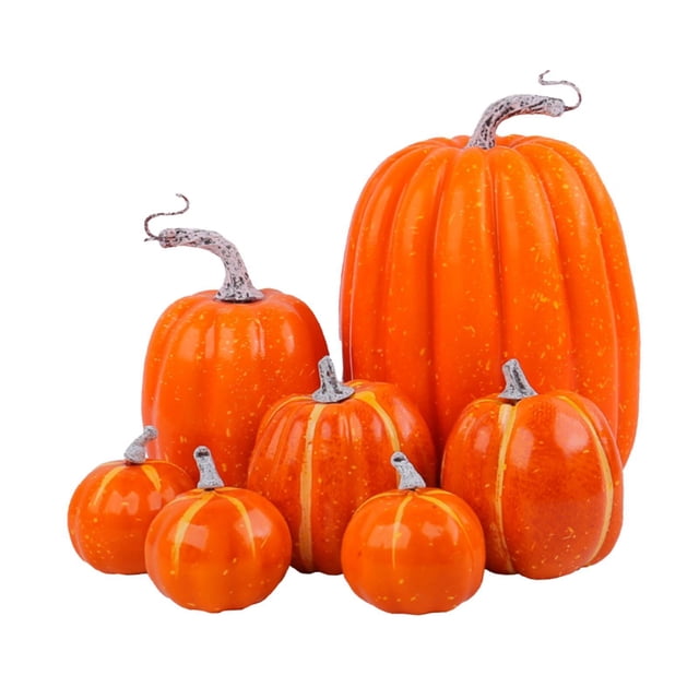 7 piezas de calabazas falsas, modelo DIY, calabazas artificiales para Halloween, tienda de otoño Naranja