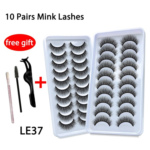 LE 3D 10 pares 100% pestañas de visón volumen dramático pestañas postizas esponjosas suaves y tenues Faux Cils pestañas postizas largas naturales al por mayor Tan Jianjun unisex