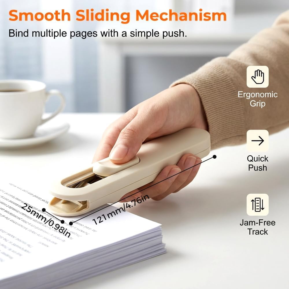 Push Clip Binder Stapler with 108 Reusable Clips, Portable Handheld Paper Clamp, Document Fastener for Office(Green)