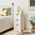 thumbnail image 3 of Topbuy 3-Drawer Bathroom Floor Cabinet Freestanding Side Storage Organizer w/Cut-Out Handle White, 3 of 8