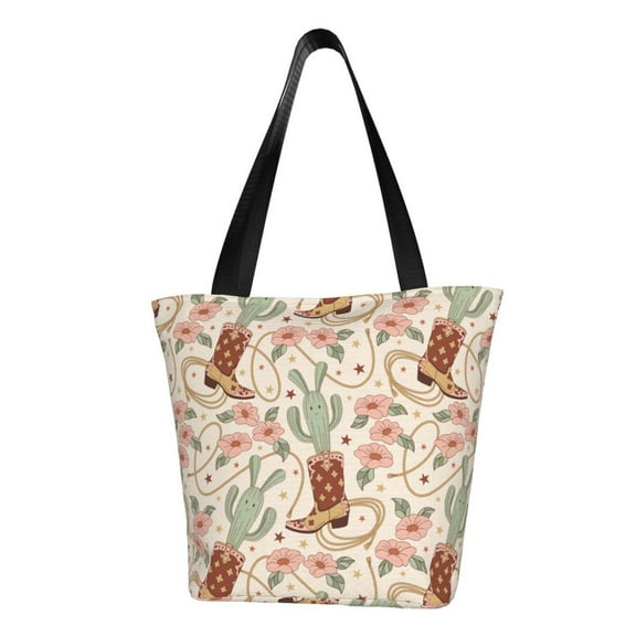 Xecao Floral Cowboy Boots for Tote Bag for Women -Tote Shoulder Bag with A Little Pocket Inside, Perfect for Travel and Work.