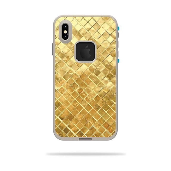 MightySkins LIFIPXSM-Gold Tiles Skin Decal Wrap for LifeProof Fre iPhone XS Max Case Sticker - Gold Tiles