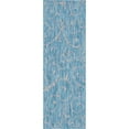 thumbnail image 1 of Unique Loom Outdoor Botanical Vines Area Rug 2' x 6' Runner Aqua Blue/Ivory, 1 of 4