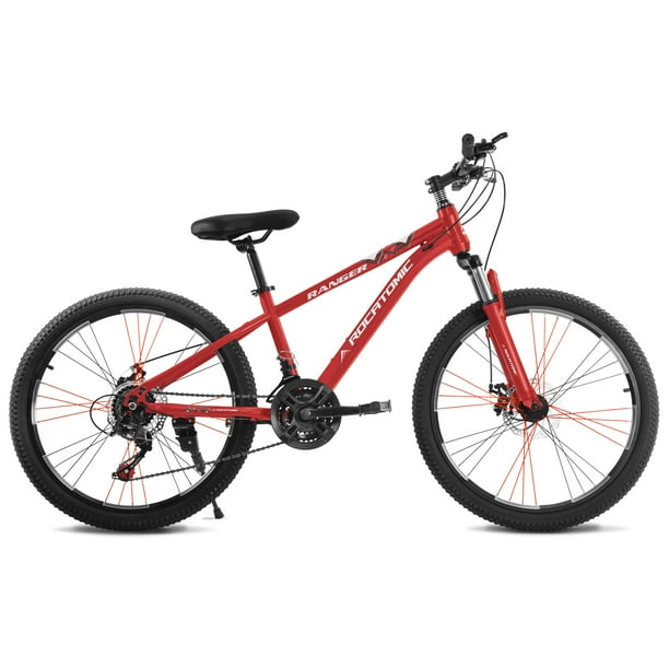 Rocatomic | Bicicleta Ranger | Rodada 24 | 21 Velocidades | Frenos Disco Mecánico | Cuadro 13” | Suspensión Delantera (Rojo)