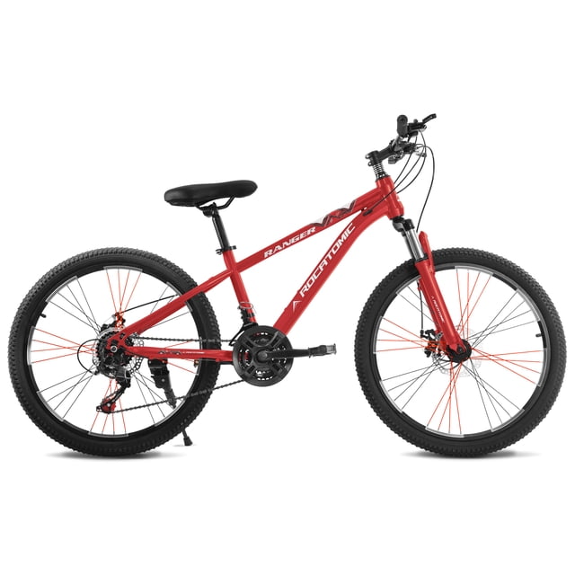 Rocatomic | Bicicleta Ranger | Rodada 24 | 21 Velocidades | Frenos Disco Mecánico | Cuadro 13” | Suspensión Delantera (Rojo)