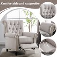 thumbnail image 4 of Pushback Linen Tufted Recliner Single Sofa with Nailheads Roll Arm for Living Room, Bedroom, Office, Blue, 4 of 8