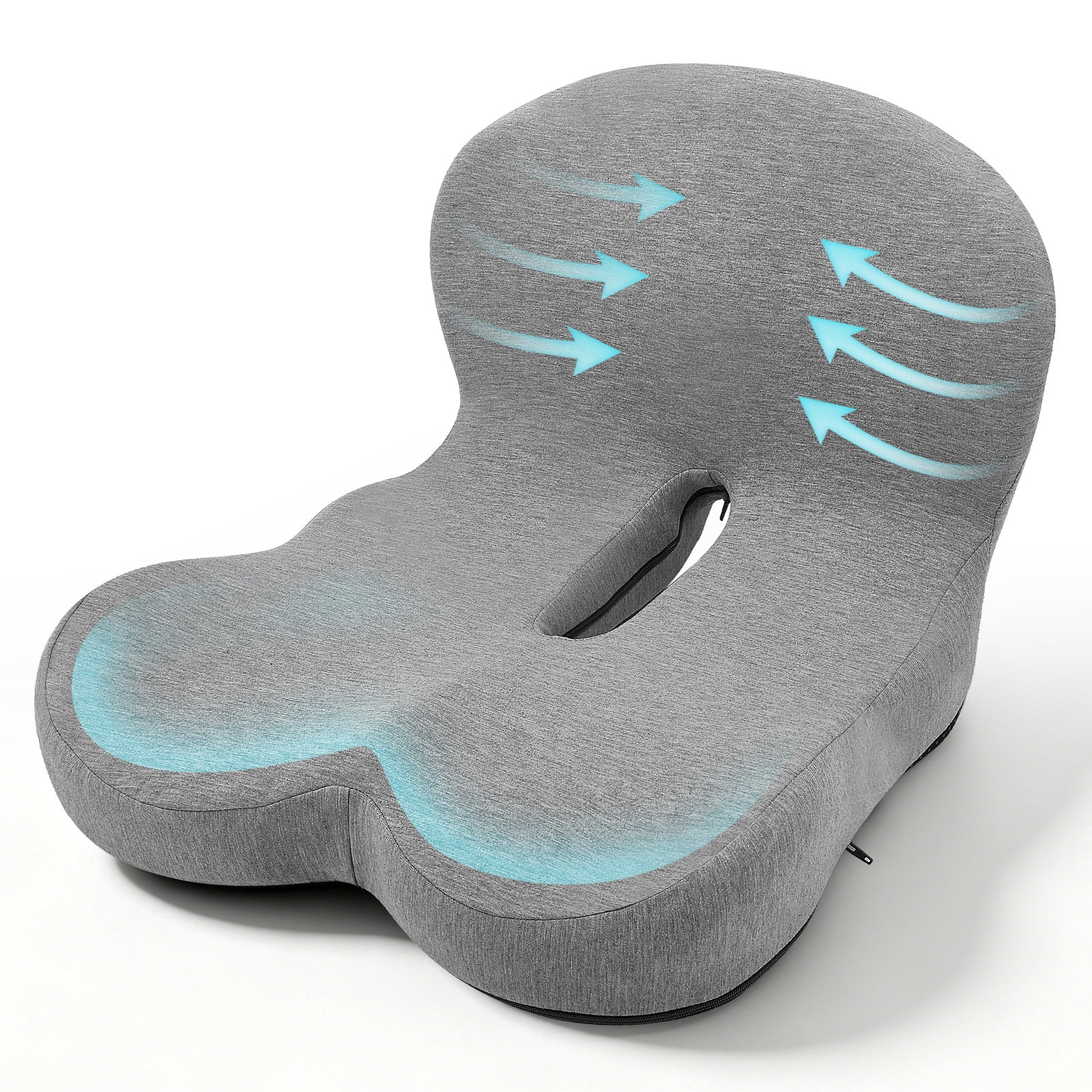 AMTPM Seat Cushion with Lumbar Support - L-Shaped Ergonomic Memory Foam Office Chair Cushion for Long Hours, Car Seat & Home Office (Light Gray)