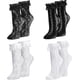 thumbnail image 1 of Calcetines tobilleros de encaje para mujer, con volantes, color blanco y negro, con ribete de encaje, calcetines Lolita, calcetines altos al tobillo para mujer, 1 of 3