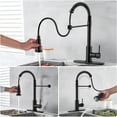 thumbnail image 6 of Kitchen Faucet with Pull Down Sprayer, Single Handle Pull Out Spring Sink Faucets for 1 or 3 Hole, Brushed Nickel, Dual Function RV Stainless Steel Kitchen Faucets with Water Lines(Matte Black), 6 of 6