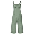 thumbnail image 4 of Bbyeadc Women Overalls Sleeveless Adjustable Straps Linen Overalls Wide Leg Long Jumpsuits Casual Going Out Rompers with Pockets,Green (XXXL), 4 of 4