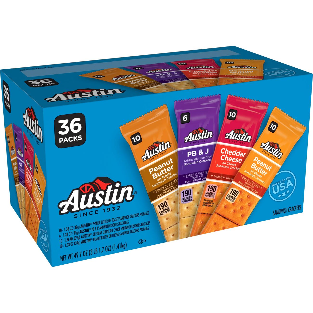 Austin, Sandwich Crackers, Variety Pack, 36 Ct, 49.7 Oz