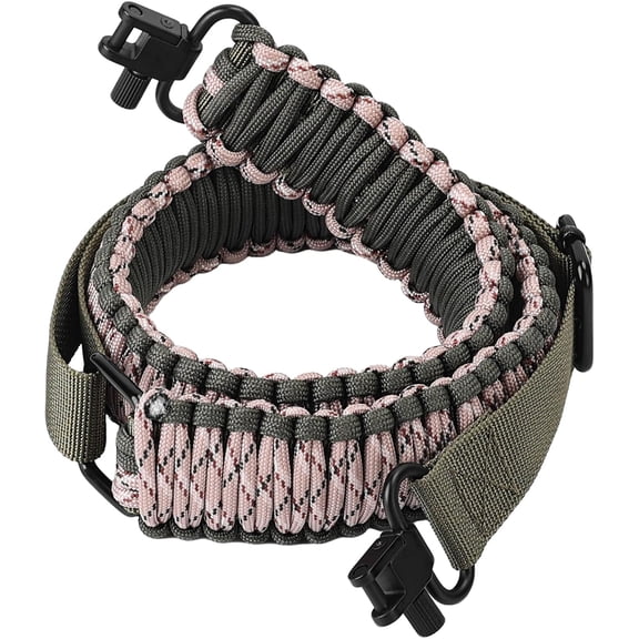 2 Point Rifle Sling, 550 Paracord Gun Sling for Rifle with Tri-Lock Swivels and Quick Adjustable Length Strap for Shooting, Hunting and Range