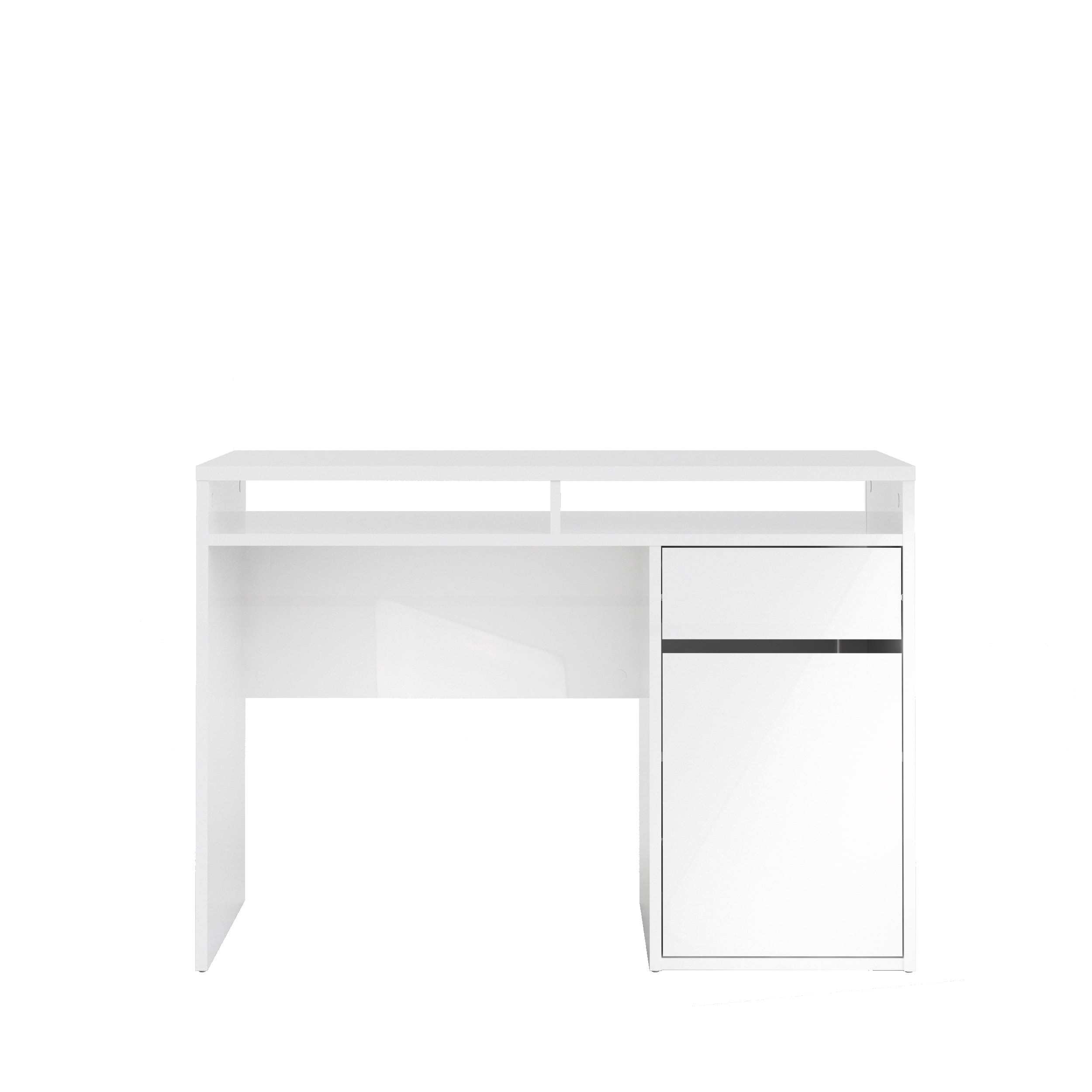 Willis 1 Drawer, 1 Door Desk, White High Gloss