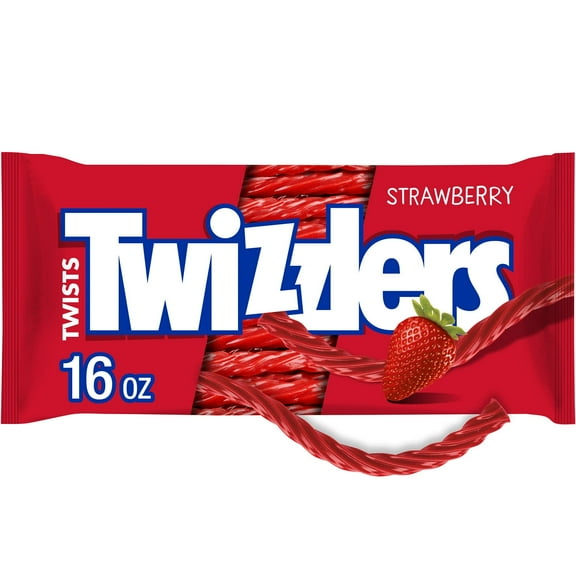 Twizzlers Twists Strawberry Flavored Licorice Style, Low Fat Candy Bag, 16 Oz - Pack of 2