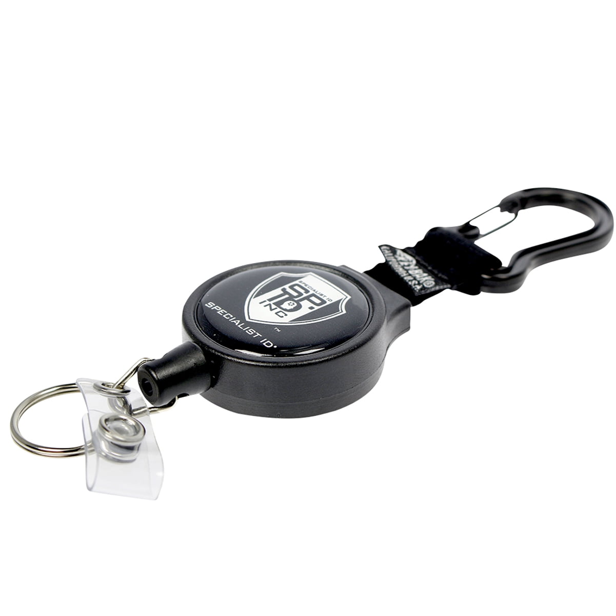 5 Pack - Heavy Duty Badge Reel with Badge Holder & Key Ring - Carabiner Retractable Keychain with Belt Loop Clip by Specialist ID & Key-Bak USA