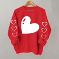 thumbnail image 5 of Heart Sweatshirt Womens Long Sleeve Pullover Shirt Crewneck Trendy Cute Tops Holiday Valentines Day Outfits, M Red, 5 of 5