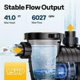 thumbnail image 2 of SPECSTAR 110V 1.5 HP 6000 GPH Powerful Self Primming Single Voltage Swimming Pool Pump with Strainer Basket, 2 of 7