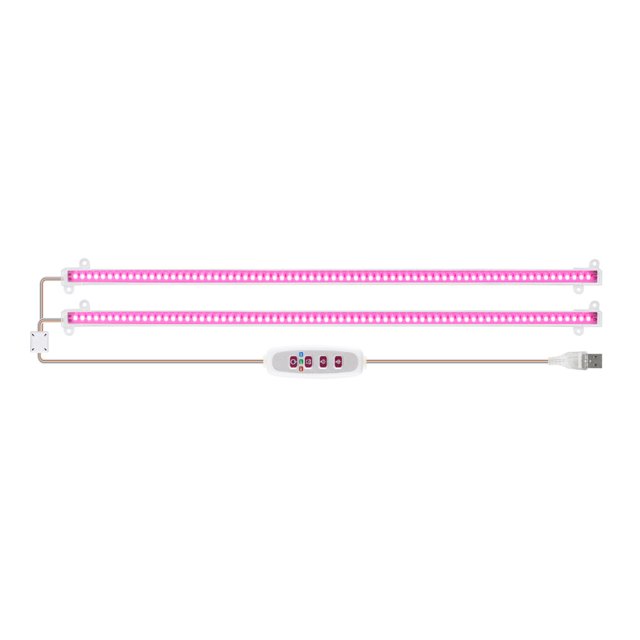 Moyic Tiras de luz LED creciente USB ABS Phytolamp 5 modos de iluminación Linterna ajustable Luces de espectro completo para oficina Invernadero Jardín y Patio Dos Cabezas Rosa