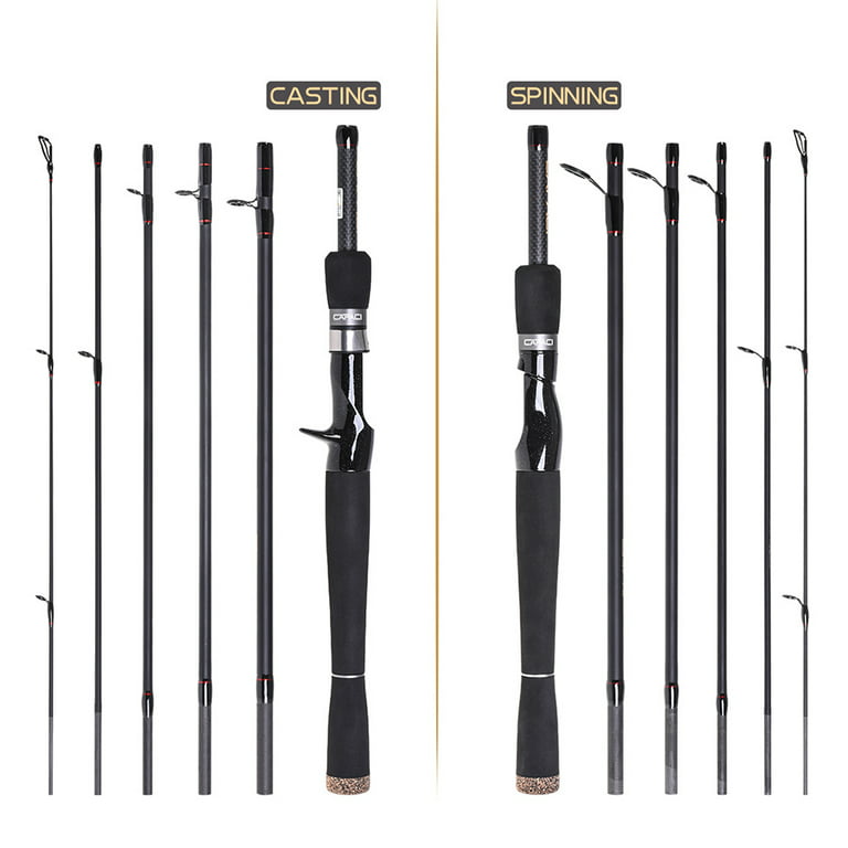 2.1m / 2.4m Carbon Spinning Casting Fishing Rod, Lightweight and Durable, 6 Sections, Size: Spinning Rod 2.4m, White