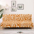 thumbnail image 3 of Xoenoiee Stretch Armless Futon Cover Futon Slipcover Sofa Couch Cover with Elastic Bottom Sofa Bed Covers Furniture Protector Washable, Zebra Stripes Orange, 3 of 8