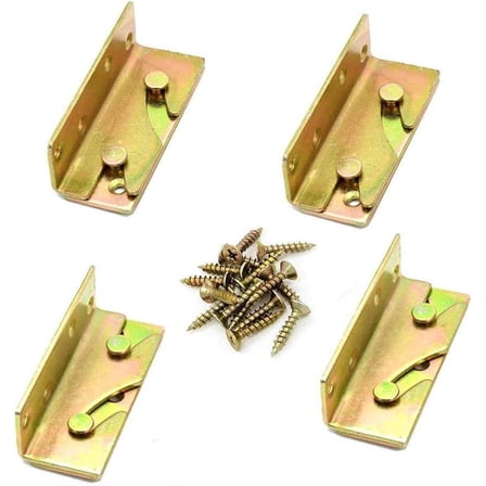 4 Sets Bed Rail Brackets Heavy Duty No-Mortise Bed Rail Fittings Wooden Bed Frame Connectors with Screws for Headboards Footboards Hold 500 pounds Maximum