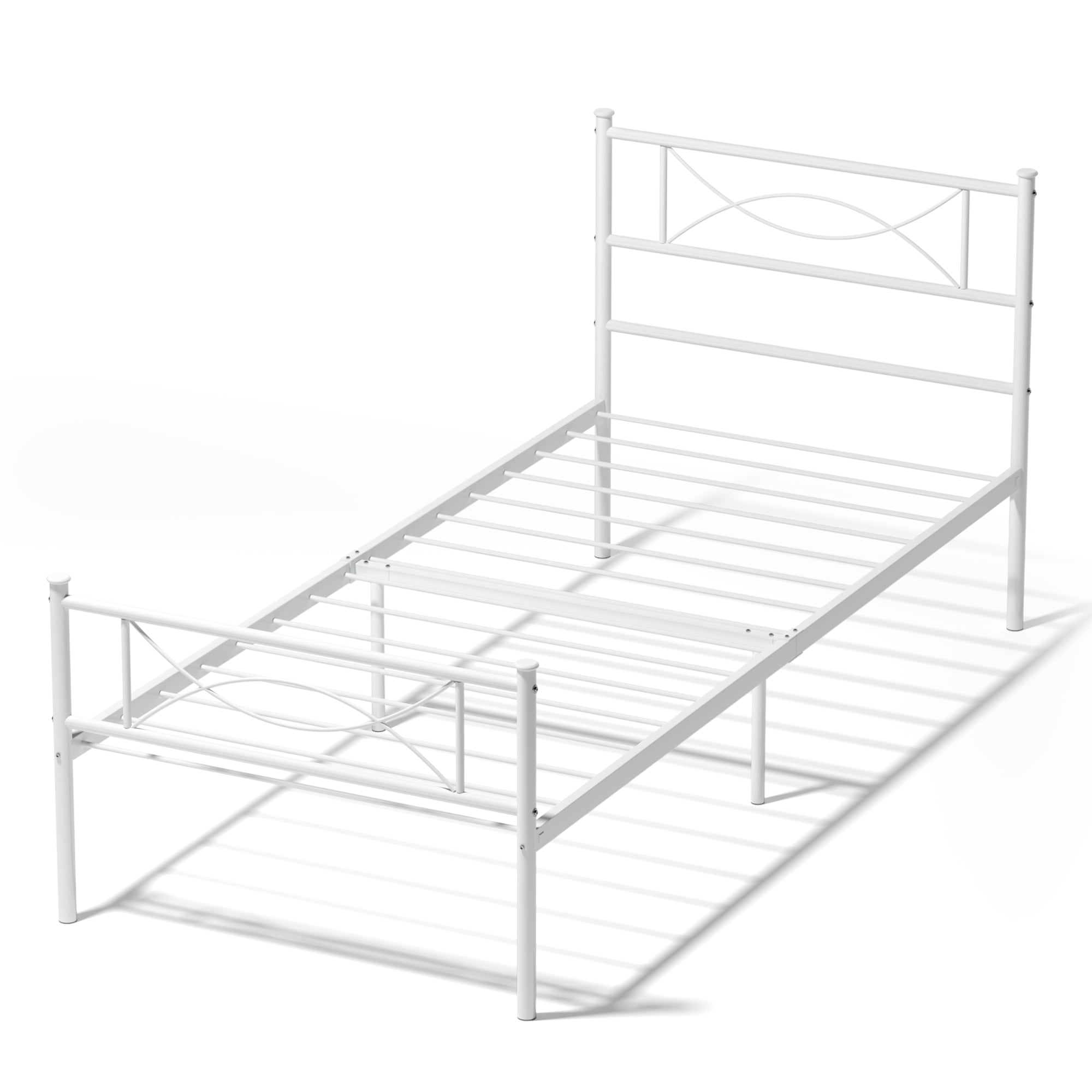 Yoneston 12.7'' High Platform Metal Bed Frame with Bowknot Headboards Twin Size