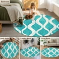 thumbnail image 5 of Round Rugs 4Ft, Teal Wave Round Area Rug Washable Indoor Throw Carpet, Modern Abstract Art Farmhouse Soft Non Slip Circle Rug for Kitchen Nursery Room Home Decor Aesthetic, 5 of 8
