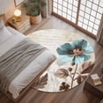 thumbnail image 3 of Spring Floral Vintage Round Rugs 4ft, Retro Teal Tulips Botanical Summer Non Slip Washable Rug Runner, Low Pile Indoor Floor Carpet Mat Bathroom Rugs for Living Room, Bedroom, Kids Room, 3 of 9