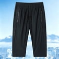 thumbnail image 2 of XAOFW Casual Summer Ice Silk Capri Pants For Women Stretch Breathable Elastic Waist Loose Fit Trousers For Daily Wear Stylish Bottom XXL, 2 of 7