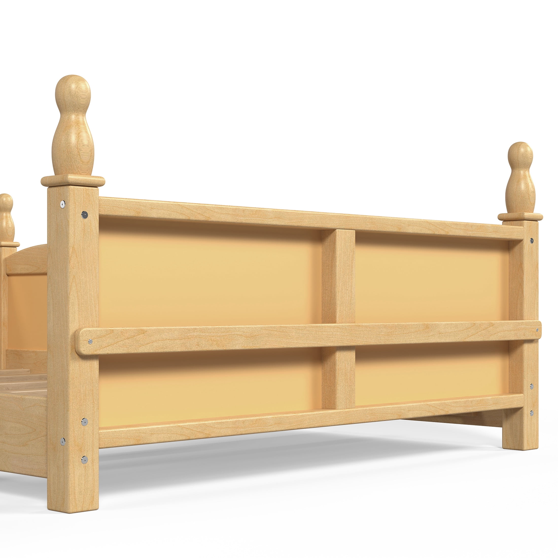 GDF Studio Twin Size Montessori Floor Bed with Guardrails & Side Bookshelf, Childlike Design, Natural